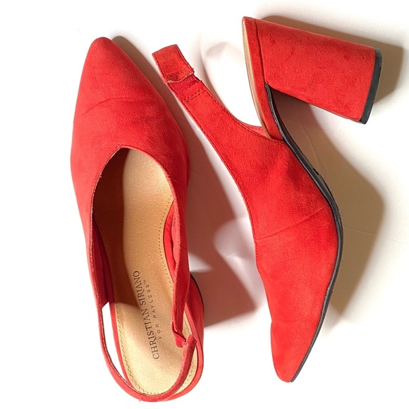 Women’s Christian Siriano Vibrant Dark Orange shoes Textile Top Solid Heel US9 - Picture 3 of 12